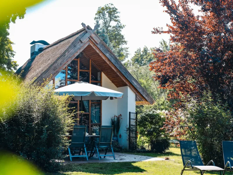 Ferienhaus mit Terrasse in der Mitte der Natur