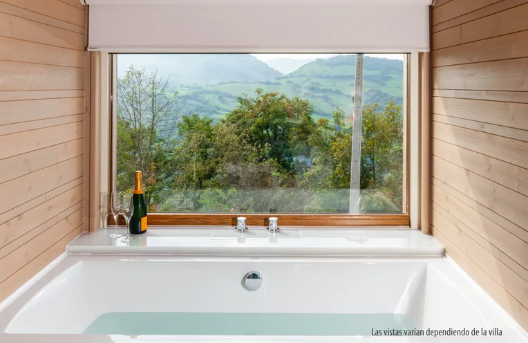 baño de cabaña en el bosque