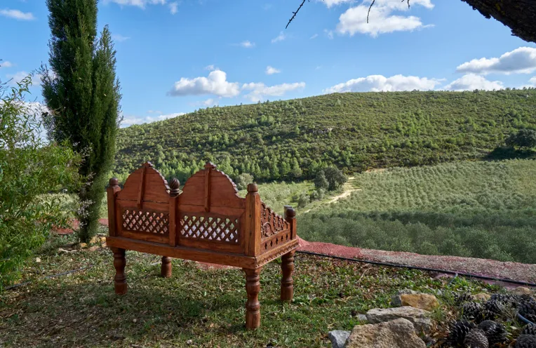 vistas al campo desde el jardín de una finca