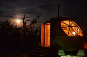 el glamping de noche