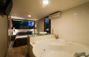 cabaña en los árboles con jacuzzi